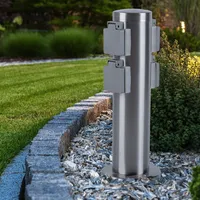 ETC Shop Steckdosensäule 4-fach Edelstahl 0 m Silber