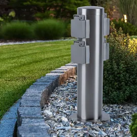 ETC Shop Steckdosensäule 4-fach Edelstahl 0 m Silber