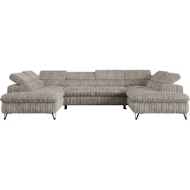 MKS Meble Ecksofa U-form Cord 2-Sitzer Grau