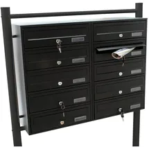 Wiltec Briefkastenanlage 2 x 5 Fächer schwarz