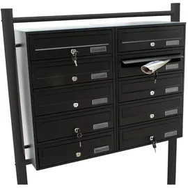 Wiltec Briefkastenanlage 2 x 5 Fächer schwarz