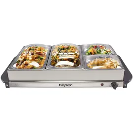 Beper Buffetwärmer Stahl/Kunststoff Grau metallic Essenswärmer Warmhalter Chafing Dish