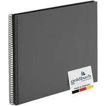 Goldbuch 25 525 Spiralalbum Bella Vista, Foto Album 35 x 30 cm - Spirale ⌀ 2,8 cm, Fotoalbum, 40 schwarze Seiten, vorderes Cover aus Leinen, Fotobuch für Bilder und Fotos Grau