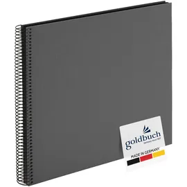 Goldbuch 25 525 Spiralalbum Bella Vista, Foto Album 35 x 30 cm - Spirale ⌀ 2,8 cm, Fotoalbum, 40 schwarze Seiten, vorderes Cover aus Leinen, Fotobuch für Bilder und Fotos Grau