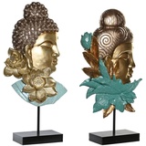 DKD Home Decor Dekofigur 22 x 8 x 42,5 cm Schwarz Golden Buddha Orientalisch Türkis (2 Stück)