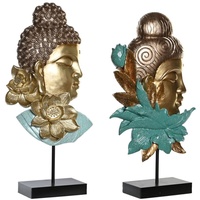 DKD Home Decor Dekofigur 22 x 8 x 42,5 cm Schwarz Golden Buddha Orientalisch Türkis (2 Stück)