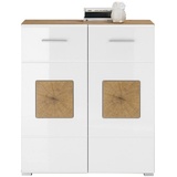 MID.YOU Kommode, Eiche Artisan, Weiß Hochglanz, Holzwerkstoff, 1 Fächer, 80x92x40 cm, Wohnzimmer, Kommoden & Sideboards, Kommoden