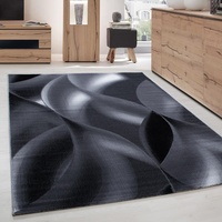 Carpettex Teppich Wohnzimmer Kurzflor 280 x 370 cm Schwarz Modern Abstrakt Wellen Design -Teppich Schlafzimmer Flauschig Weich Waschbar Küchenteppich Teppich Esszimmer Kinderzimmer Wohnzimmerteppich