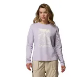 Columbia Women's Rolling Bend Graphic Long Sleeve Crew Long Sleeve T-Shirt Lavender Pearl, Amazing Heights, S