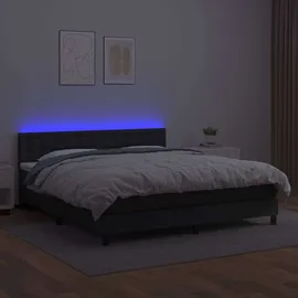 vidaXL Boxspringbett mit Matratze & LED Schwarz 180x200 cm Kunstleder
