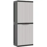 vidaXL Gartenschrank Grau und Schwarz 65x37x165 cm PP