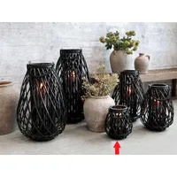 Chic Antique Laterne geflochten schwarz, H25/Ø23 cm, schwarz