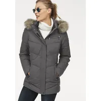 POLARINO Steppjacke POLARINO, Damen, Gr. 38, grau (anthrazit), Obermaterial: 100% Polyester. Besatz: 100% Polyester. Futter: 100% Polyester. Wattierung: 100% Polyester, Strickbündchen, Jacken Steppjacke, mit abnehmbarer Kapuze, mit Fellimitat, viele Taschen