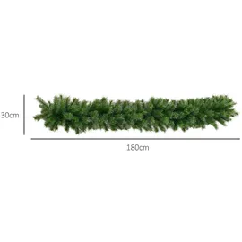 Homcom 1,8 m künstliche Weihnachtsgirlande Blumendekoration mit 160 Spitzen Grün