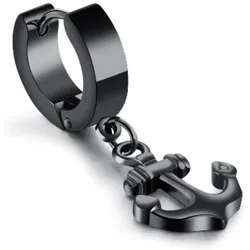 Single-Creole FIRETTI "Schmuck Geschenk Ohrschmuck einzeln Anker", schwarz, Ohrringe, Damen, Edelstahl