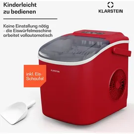 Klarstein Eiswürfelmaschine - 12kg/24h, 2 Würfelgrößen, 1,3L Wassertank, LED-Anzeigen, transparenter Deckel, tragbar, ideal für Partys/Gartenfeste