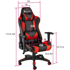 Tectake Racing-Gamingstuhl Twink Gaming Stuhl rot schwarz