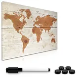 Navaris Magnettafel Magnetpinnwand Memoboard zum Beschriften - 60x40 cm Notiztafel div. Designs - Tafel abwaschbar mit Halterung Magneten Stift