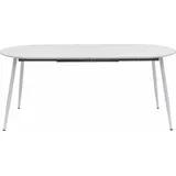 Trisens Esstisch Rodrigo ausziehbar 120-150-180 x 80 cm 4-10 Personen Ovaler Küchentisch mit Metallgestell für Küche, Esszimmer Holz Optik, Farbe:Weiß