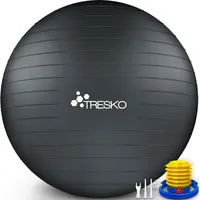 TRESKO Gymnastikball (Anthrazit, 65cm) mit Pumpe Fitnessball Yogaball Sitzball