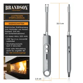 Brandson USB Lichtbogen Stabfeuerzeug 2er-Set Grau