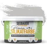 SEEBAUER diy Silikatfarbe Hellgrau 5L für Innen (No. 229 Fossil Sense) Atmungsaktive Mineralfarbe für Allergiker - Abwaschbare Wandfarbe - Grautöne hohe Deckkraft