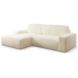 werk2 Ecksofa WERK2 "Rotterdam-L, kuschelweicher Cord oder Breitcord, L-Form, Breite 267 cm", beige (creme), B:267cm H:85cm T:165cm, 100% Polyester, Sofas, Ecksofa, Design Ecksofa mit Schlaffunktion & Bettkasten, Breitcord, Creme