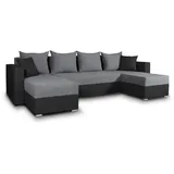 silape Sofnet Wohnlandschaft Schwarz, 7-Sitzer, U-Form,Rechteckig, 298x80x142 cm, Wohnzimmer, Sofas & Couches, Wohnlandschaften, Wohnlandschaften in U-Form
