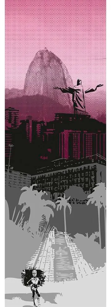 ARCHITECTS PAPER Fototapete "Rio De Janeiro" Tapeten Grafik Tapete Stadt Rio Pink Schwarz Weiß Panel,00m x 2,80m Gr. B/L: 1 m x 2,8 m, lila (grau, schwarz, lila) Fototapeten Stadt