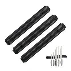 Relaxdays Magnetleiste Messer, 3er Set, 33 cm lang, Kunststoff, magnetischer Messerhalter, Messer & Werkzeug, schwarz