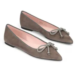 Pretty Ballerinas für Damen. 47987 Graue Ella-Schuhe (38), Stoff, Wohnung, 1 bis 3 cm, Keine, Lässig
