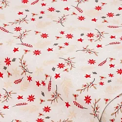 Baumwollstoff Blätter und Kristalle "Mona", creme-color