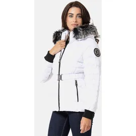 Cipo & Baxx Damen, Steppjacke Fell Kapuze, WM132 weiß, S - S