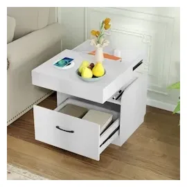 Costway Nachttisch mit Ladestation, & Geheimfach Weiß