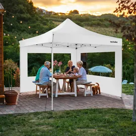 Tectake Faltpavillon 3 x 3 m inkl. 2 Seitenteile weiß