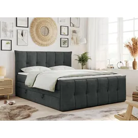MKS Boxspringbett, PREMIUM 11 King 160/200 Dunkelgrau Struktur - H3,