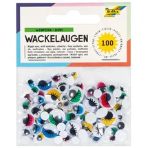 Folia Wackelaugen mit Wimpern 100 Stück mehrfarbig
