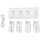 Kelepu Wii-Fernbedienungs-Ladegerät, 4-in-1 Wii-Ladestation mit 4 wiederaufladbaren 2800-mAh-Batterien für Wii/Wii U-Controller, Weiß