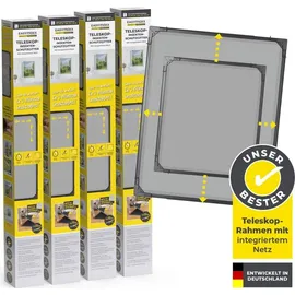 EasyMaxx Teleskop-Insektenschutzgitter mit integriertem Netz 4er-Set