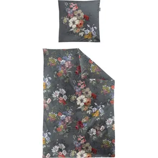 Irisette Bettwäsche Bettwäsche, Baumwolle, Edelflausch-Biber Blumen grau