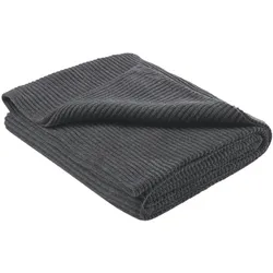 wometo eco Kuscheldecke Strick 140x190 dunkelgrau meliert - 60% GRS zertifiziertes recyceltes Material & OEKO-TEX Strickdecke Kuscheldecke