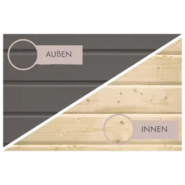 Karibu Saunahaus KARIBU "Talo 1", grau (terragrau), ohne Ofen, (ohne Ofen), Saunen, aus hochwertiger nordischer Fichte, mit Energiespartür