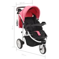 VidaXL 3-Rad-Kinderwagen rosa/schwarz