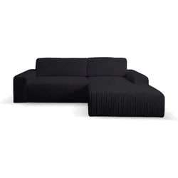 Ecksofa WERK2 "Hugo-L L-Form", schwarz, B:267cm H:85cm T:167cm, 100% Polyester, Sofas, Design Ecksofa in Cord mit Schlaffunktion & Bettkasten