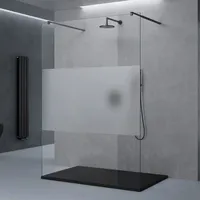 doporro Walk-In-Dusche 110 x 200 cm schwarz transparent ESG-Sicherheitsglas