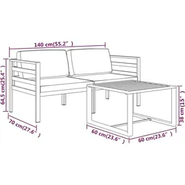 vidaXL Garten-Lounge-Set 3-tlg. anthrazit