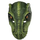Dinosaurier Tyrannosaurus Maske Tier Halbmaske Monster Raptor Kopfmaske Maskerade Halloween Verkleidung, Grün , Medium