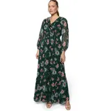 Zero Maxikleid mit Blumen Dunkelgrün/Pink 34