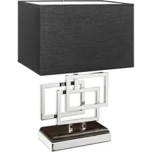 Riess-Ambiente Moderne Tischleuchte ATLANTIS 56cm silber Modern Design mit Stoffschirm schwarz Marmor Lampe Tischlampe