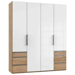 Drehtürenschrank Level 36D mit Laden ca. 200 cm Weiß/Eiche